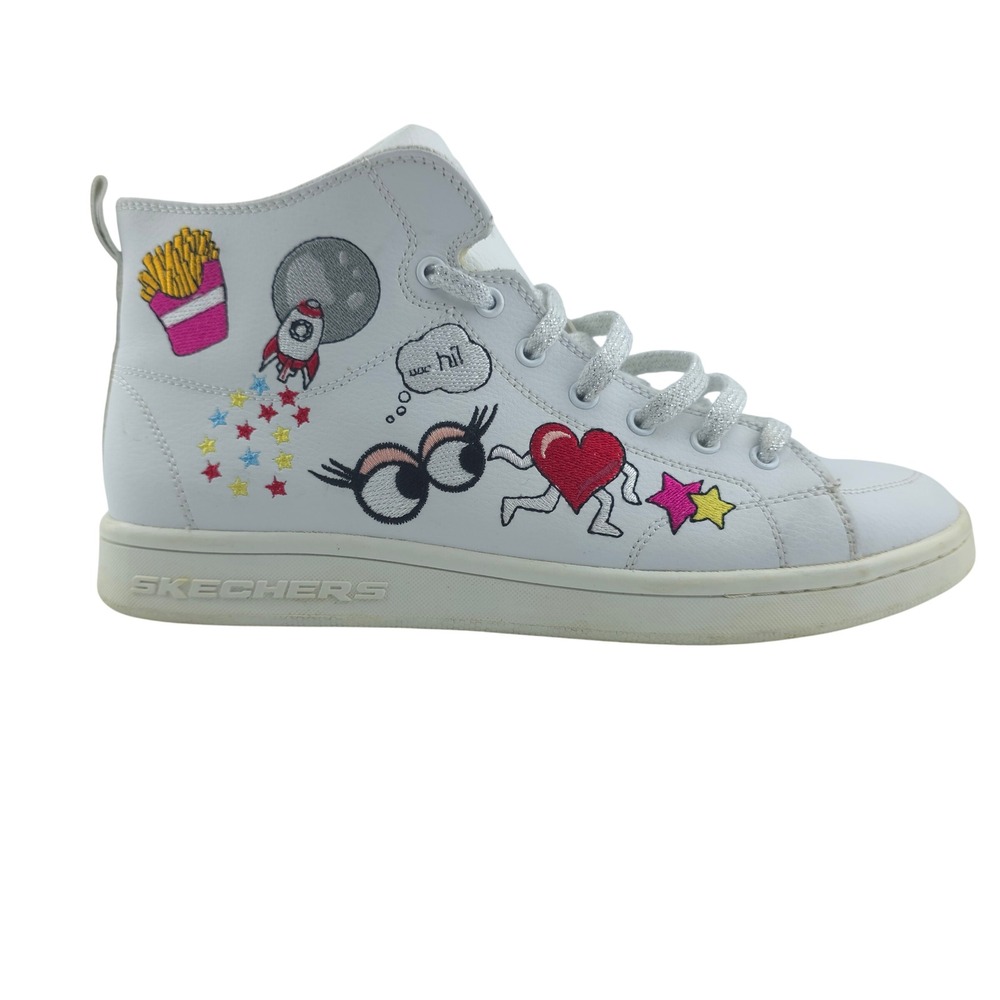 Skechers Street High Top Sneakers Women 10 White Omne So LA Patches Streetwear